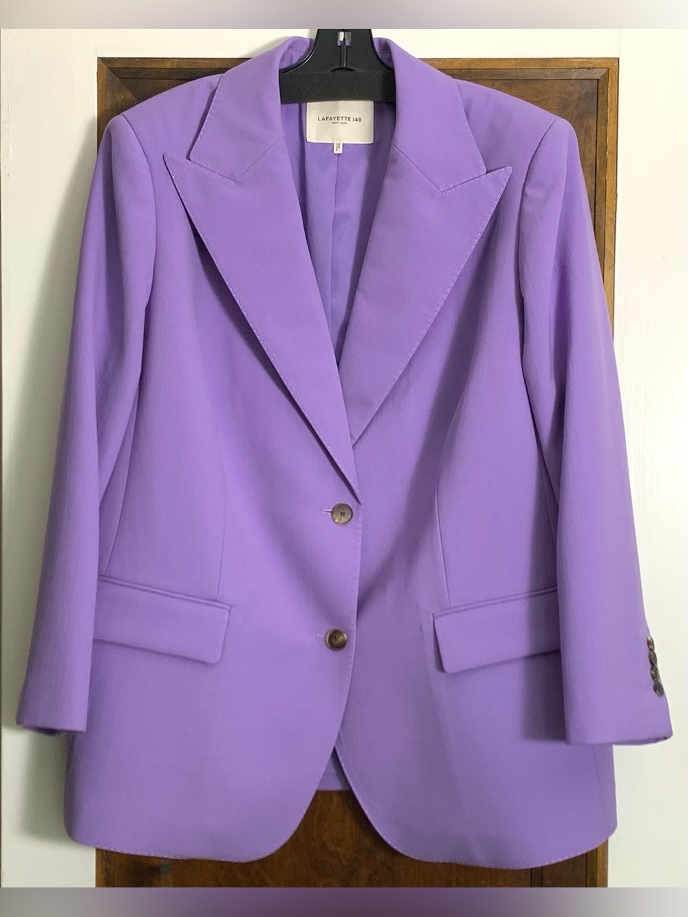 Lafayette 148 Wool-Silk Longline Blazer Wisteria 18W Excellent